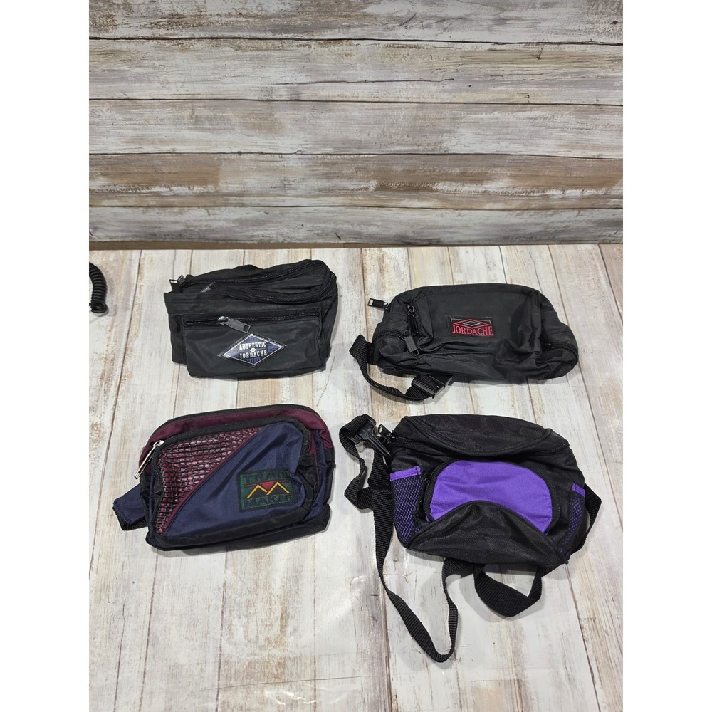4- Vintage Fanny Pack Jordache‎ Trail Maker Retro 90s Waist Bags Black Multi